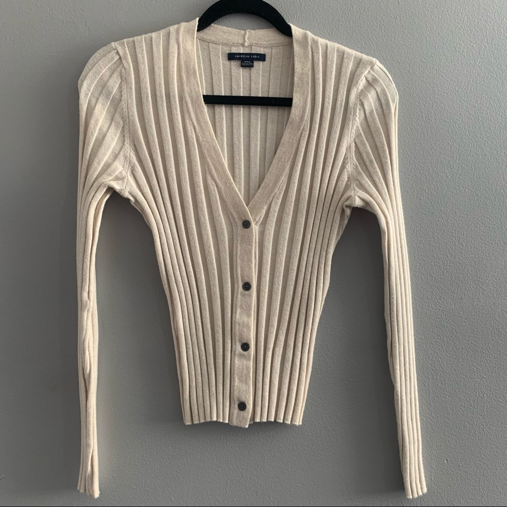Ribbed American Eagle Knit Cardigan